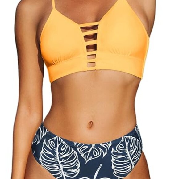 CUPSHE Orange//Gold Strappy Self Back Tie Bikini Top - Picture 5 of 5